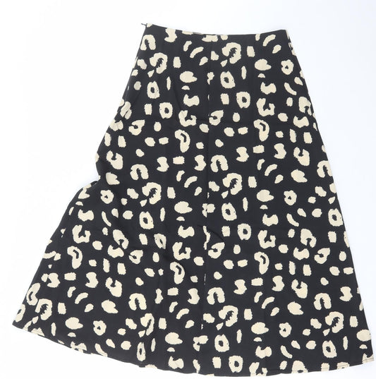 SheIn Womens Black Animal Print Polyester A-Line Skirt Size S   Zip