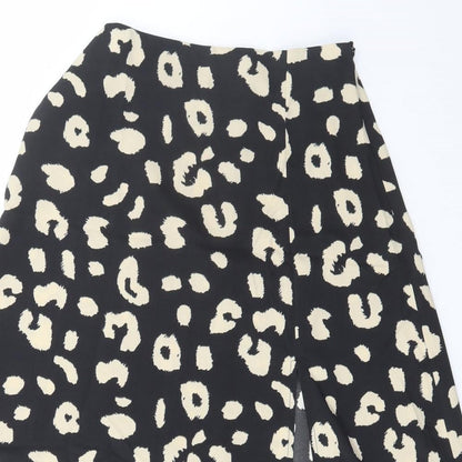 SheIn Womens Black Animal Print Polyester A-Line Skirt Size S   Zip