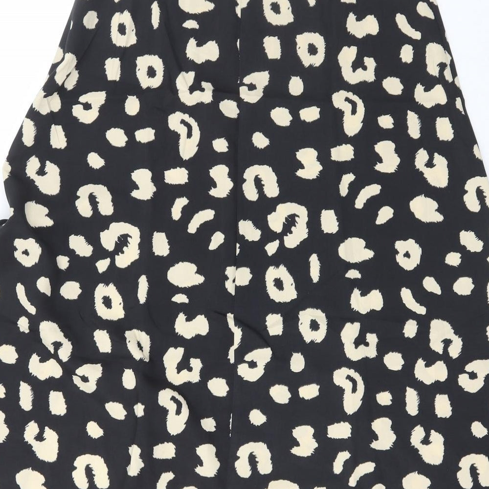 SheIn Womens Black Animal Print Polyester A-Line Skirt Size S   Zip