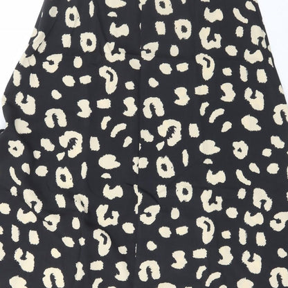 SheIn Womens Black Animal Print Polyester A-Line Skirt Size S   Zip