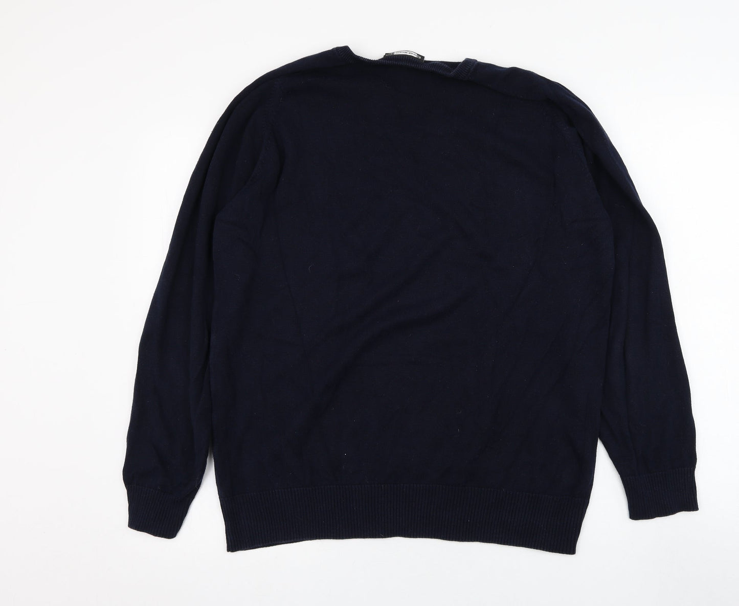 Trutex Mens Blue V-Neck  Cotton Pullover Jumper Size L