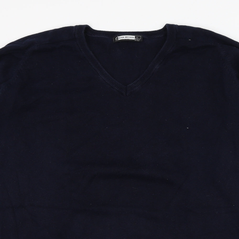 Trutex Mens Blue V-Neck  Cotton Pullover Jumper Size L