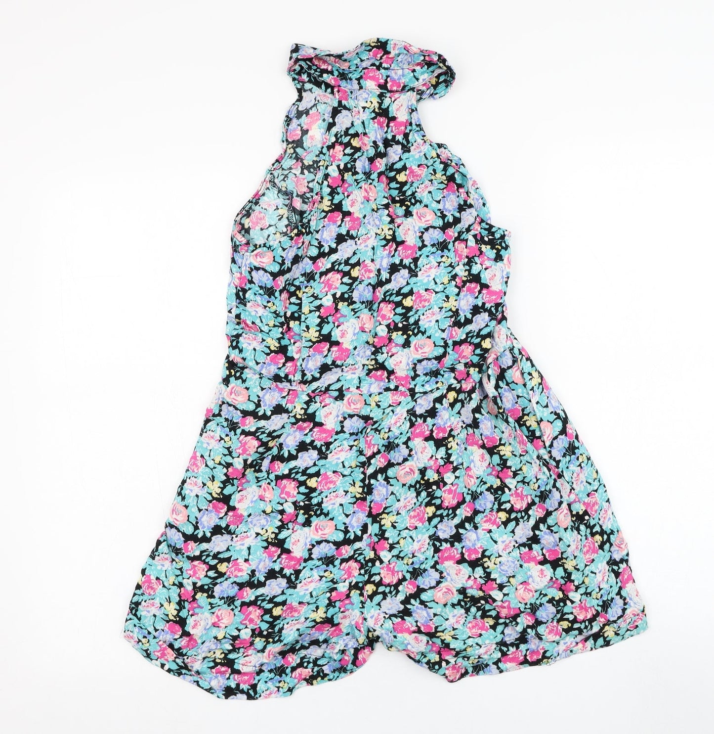 Pins & Needles Womens Black Floral Polyester Playsuit One-Piece Size S L3 in Button