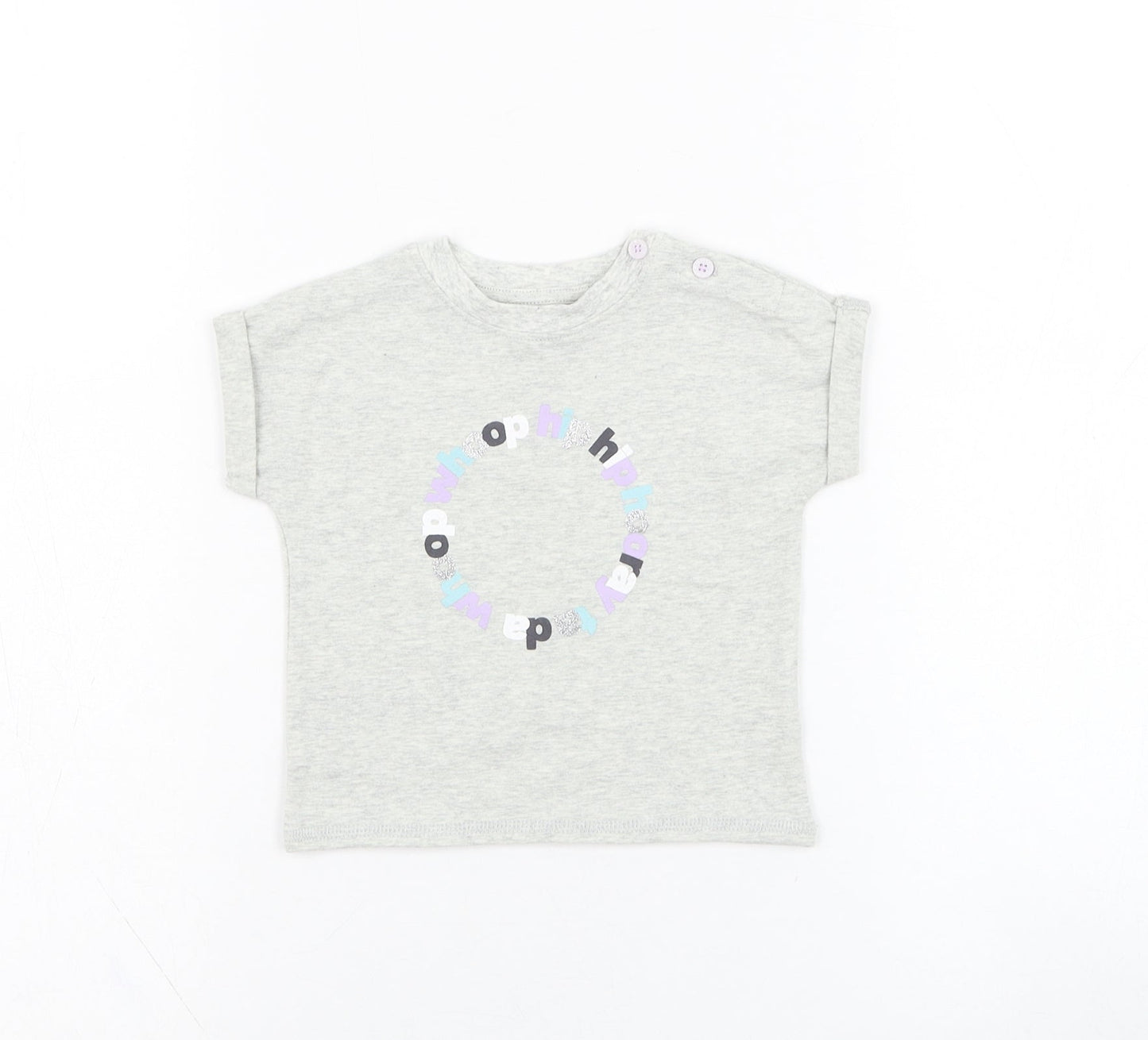 Mint Velvet Girls Grey  Cotton Basic T-Shirt Size 0-3 Months Round Neck Pullover - Hooray