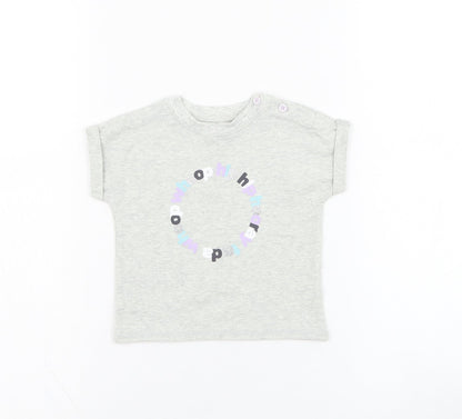 Mint Velvet Girls Grey  Cotton Basic T-Shirt Size 0-3 Months Round Neck Pullover - Hooray