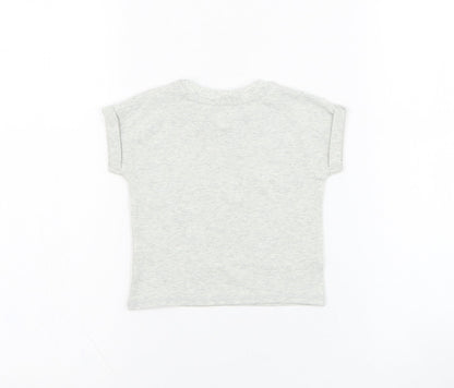 Mint Velvet Girls Grey  Cotton Basic T-Shirt Size 0-3 Months Round Neck Pullover - Hooray