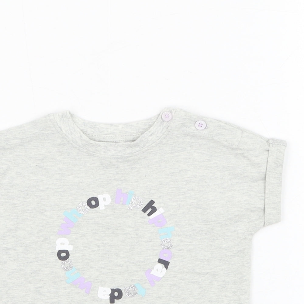 Mint Velvet Girls Grey  Cotton Basic T-Shirt Size 0-3 Months Round Neck Pullover - Hooray