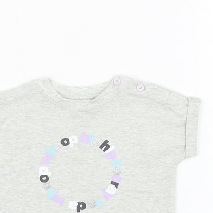 Mint Velvet Girls Grey  Cotton Basic T-Shirt Size 0-3 Months Round Neck Pullover - Hooray