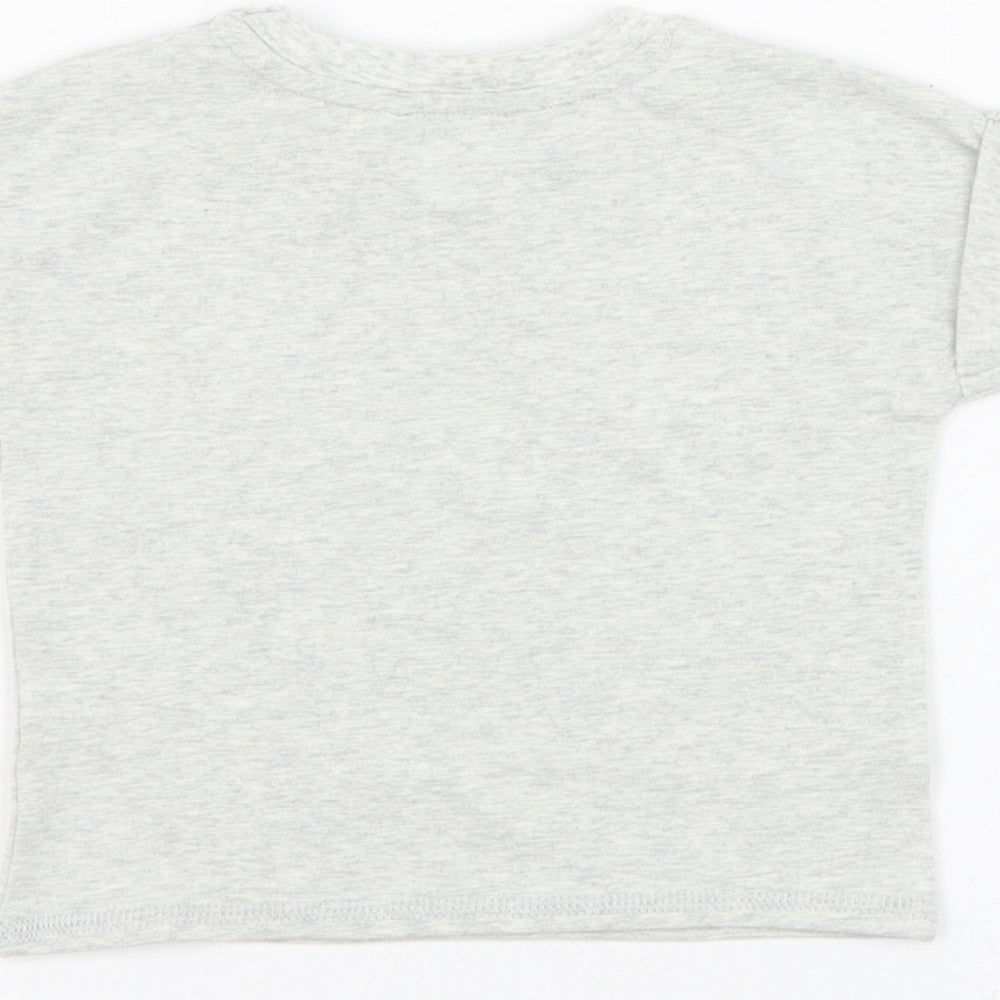 Mint Velvet Girls Grey  Cotton Basic T-Shirt Size 0-3 Months Round Neck Pullover - Hooray