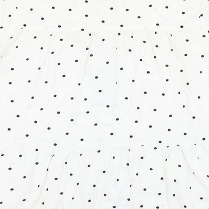 F&F Womens White Polka Dot Viscose Basic Button-Up Size 10 Collared