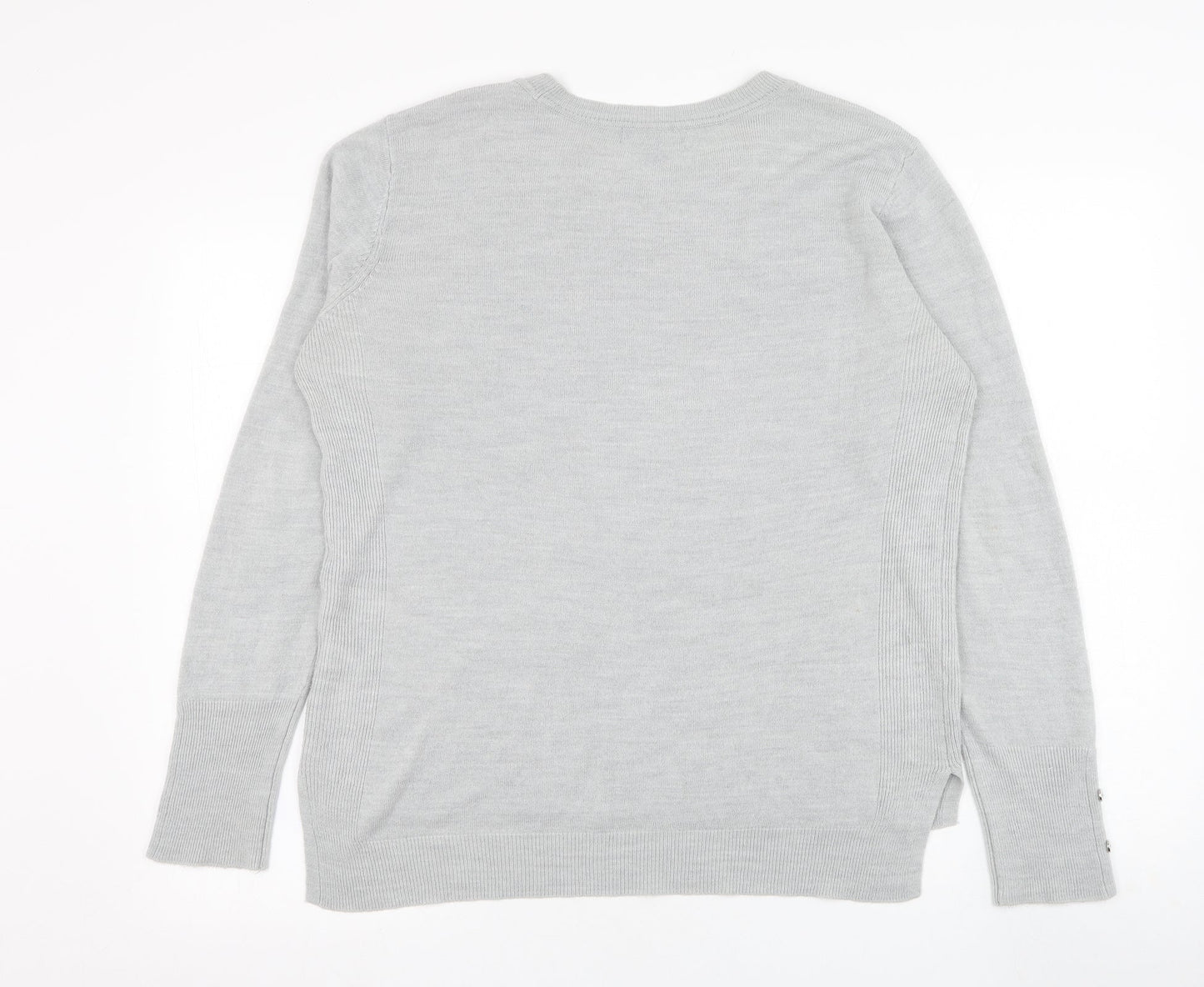 Primark Womens Grey Round Neck  Acrylic Pullover Jumper Size 12