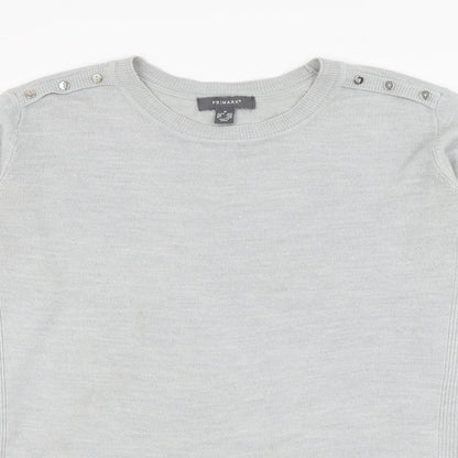 Primark Womens Grey Round Neck  Acrylic Pullover Jumper Size 12
