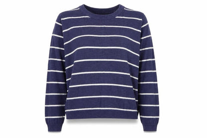 Pepe Jeans Womens Black Round Neck Striped Cotton Pullover Jumper Size S