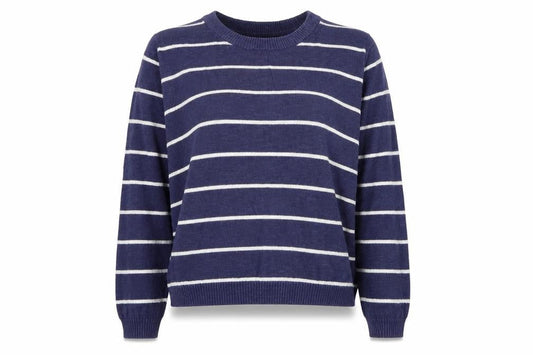 Pepe Jeans Womens Black Round Neck Striped Cotton Pullover Jumper Size S