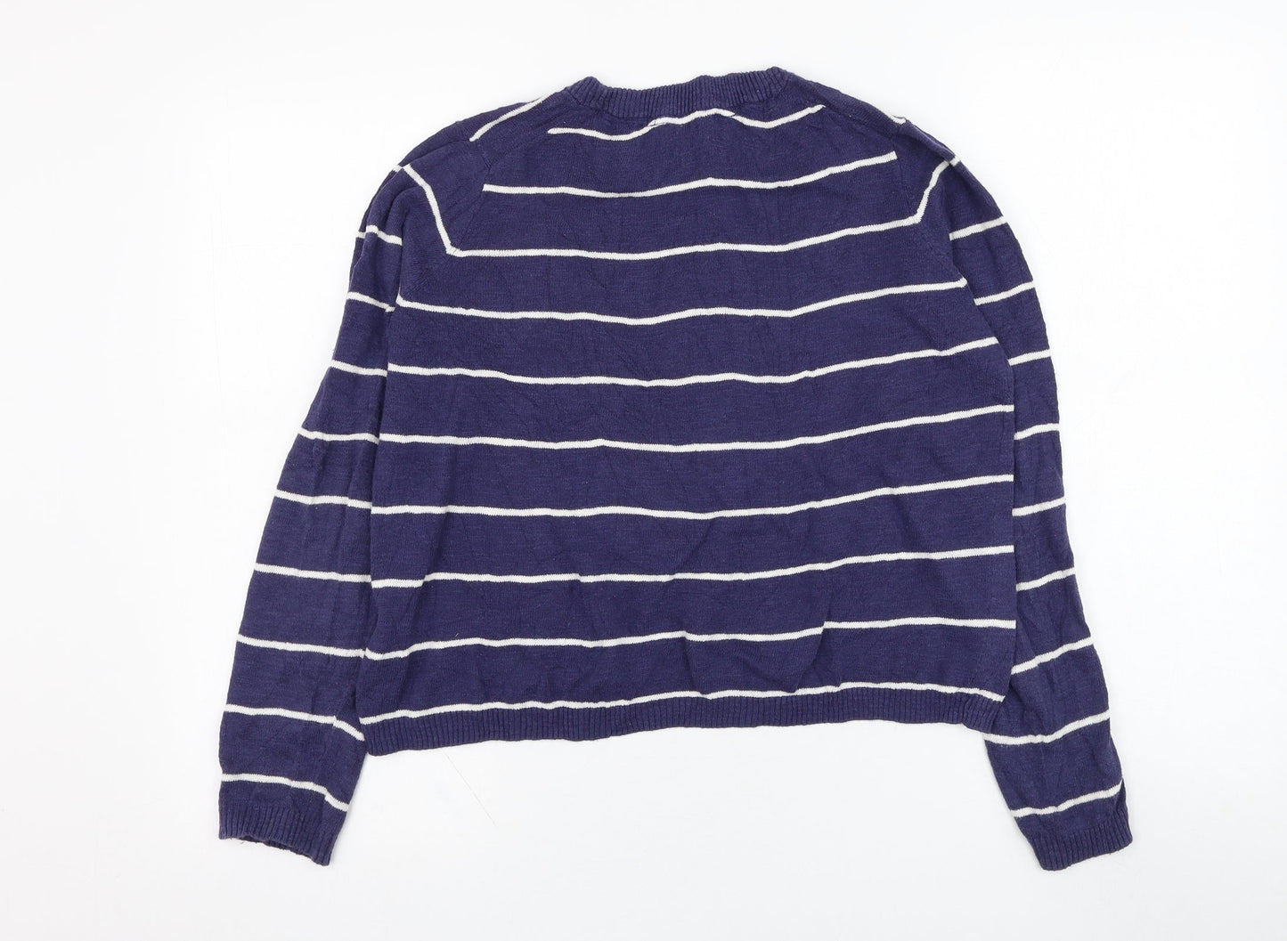 Pepe Jeans Womens Black Round Neck Striped Cotton Pullover Jumper Size S