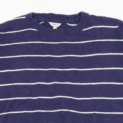 Pepe Jeans Womens Black Round Neck Striped Cotton Pullover Jumper Size S
