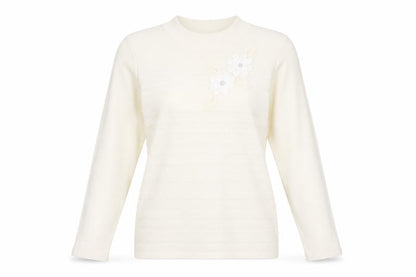 Bonmarché Womens Ivory High Neck Polyester Pullover Jumper Size S