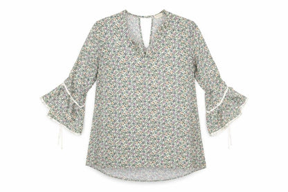 Holly & Joey Womens Multicoloured Floral Polyester Basic Blouse Size M V-Neck