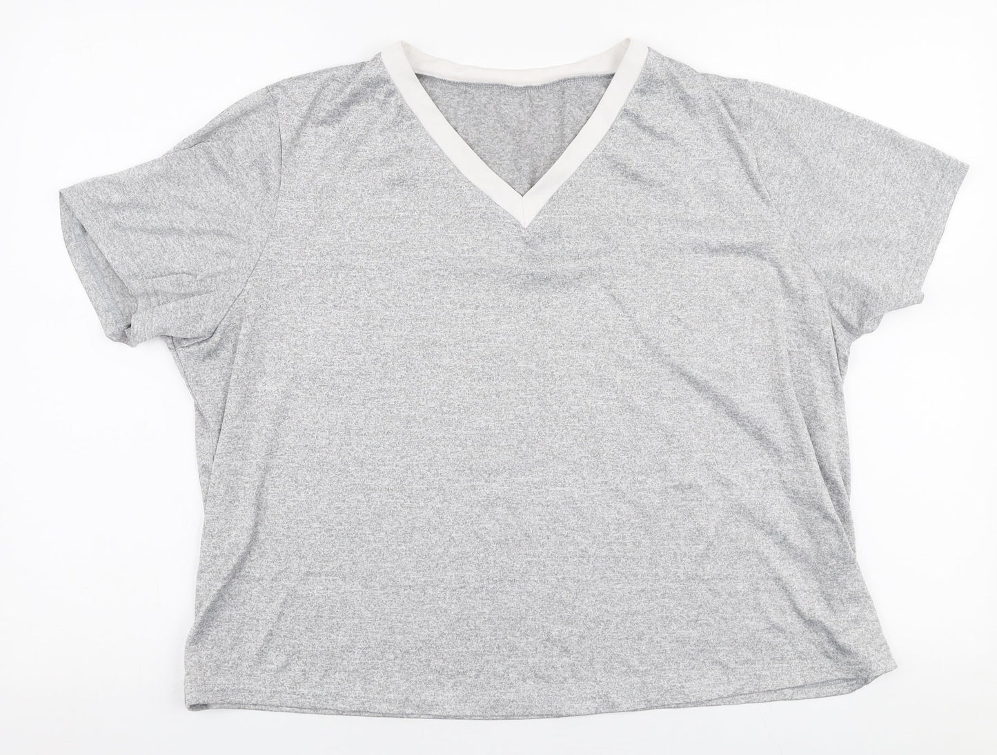 SheIn Womens Grey  Polyester Basic T-Shirt Size XL V-Neck