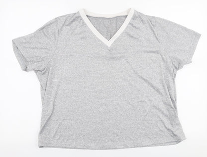SheIn Womens Grey  Polyester Basic T-Shirt Size XL V-Neck