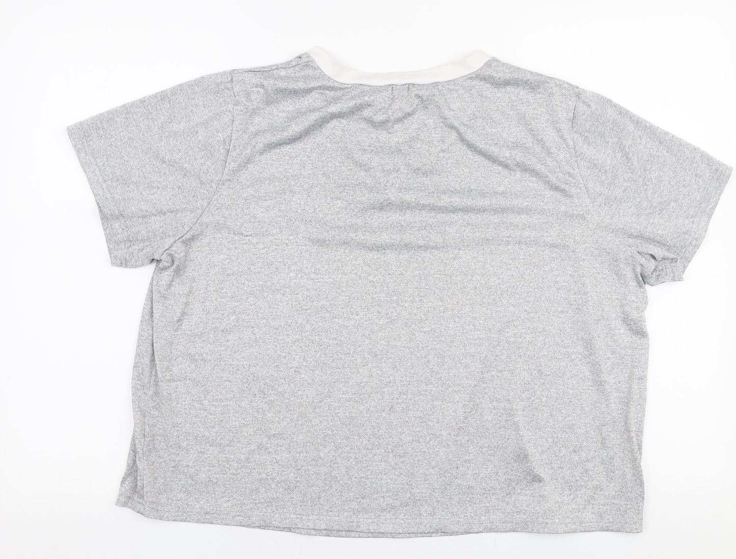 SheIn Womens Grey  Polyester Basic T-Shirt Size XL V-Neck