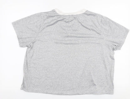 SheIn Womens Grey  Polyester Basic T-Shirt Size XL V-Neck