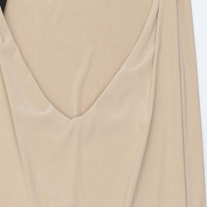 Missguided Womens Beige  Polyester Pencil Dress  Size 14  High Neck Pullover