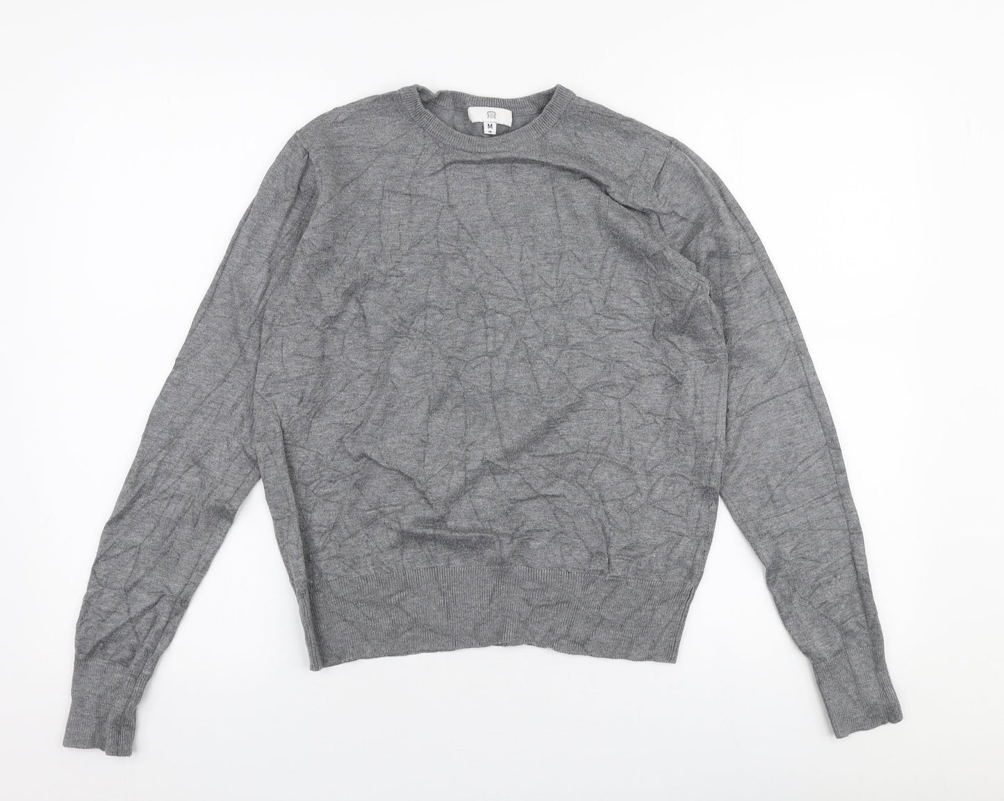 River Island Mens Grey Round Neck  Polyester Pullover Jumper Size M