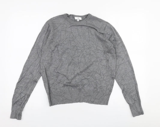 River Island Mens Grey Round Neck  Polyester Pullover Jumper Size M