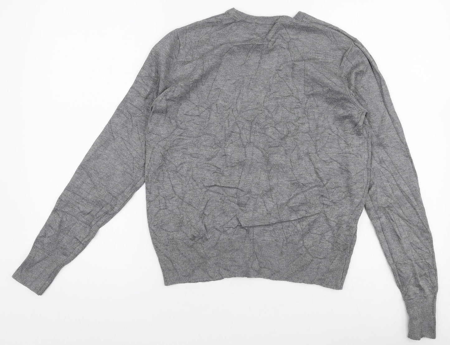 River Island Mens Grey Round Neck  Polyester Pullover Jumper Size M