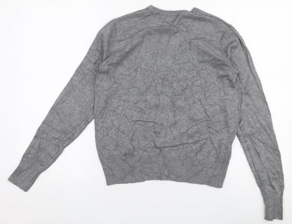 River Island Mens Grey Round Neck  Polyester Pullover Jumper Size M