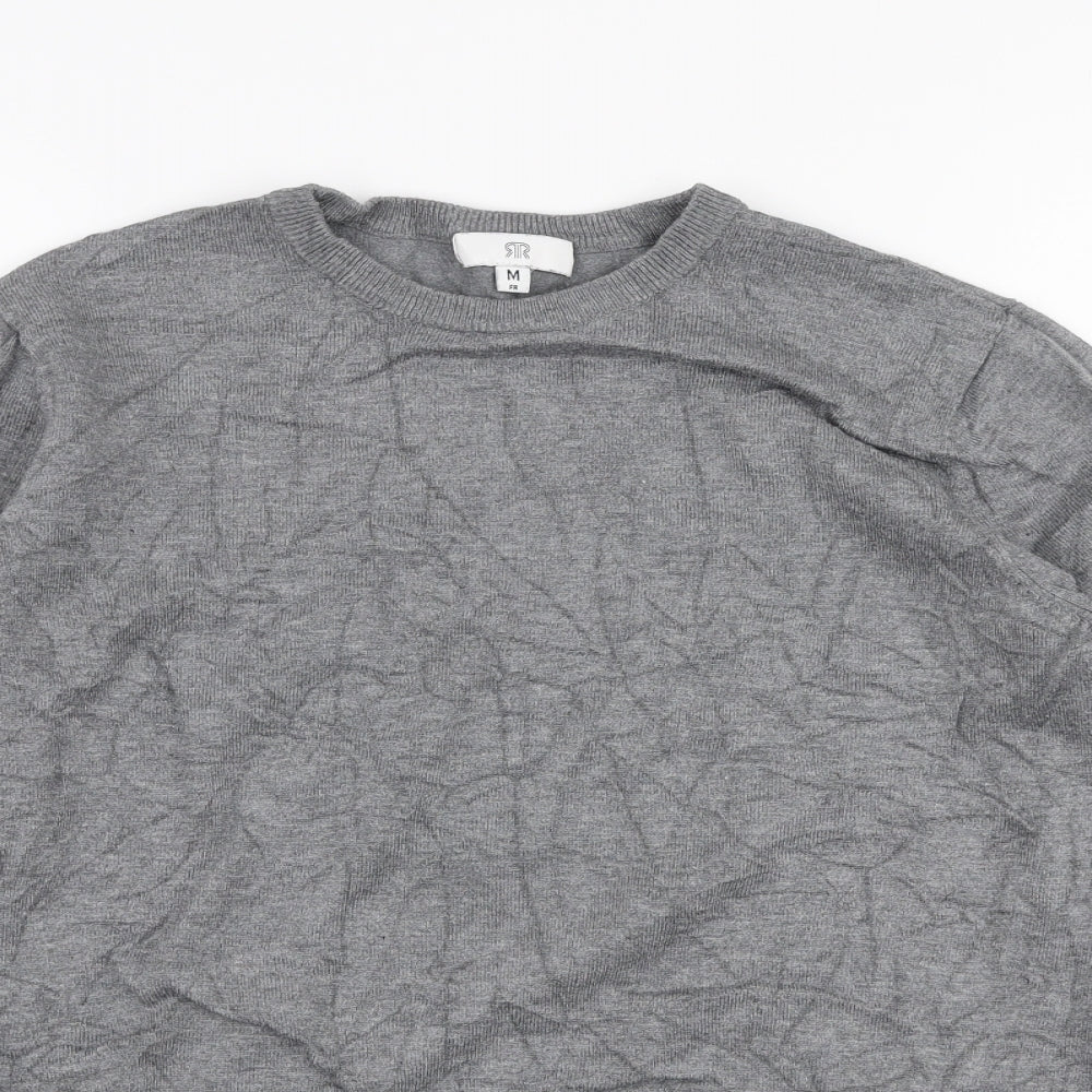 River Island Mens Grey Round Neck  Polyester Pullover Jumper Size M