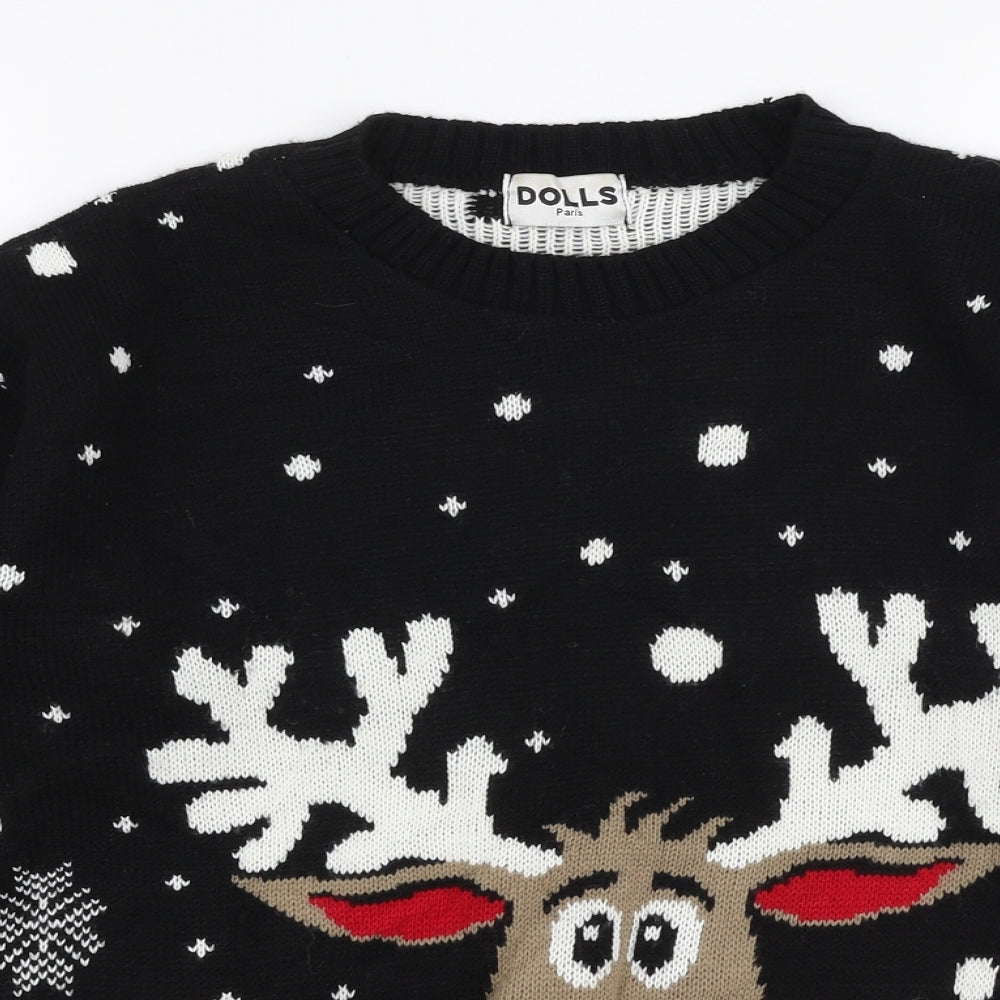 Dolls Mens Multicoloured Round Neck  Acrylic Pullover Jumper Size M   - Christmas Rudolf