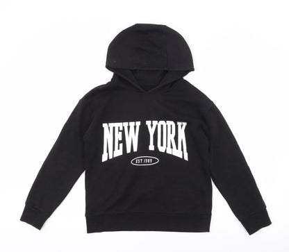Dunnes Stores Girls Black  Cotton Pullover Hoodie Size 10-11 Years  Pullover