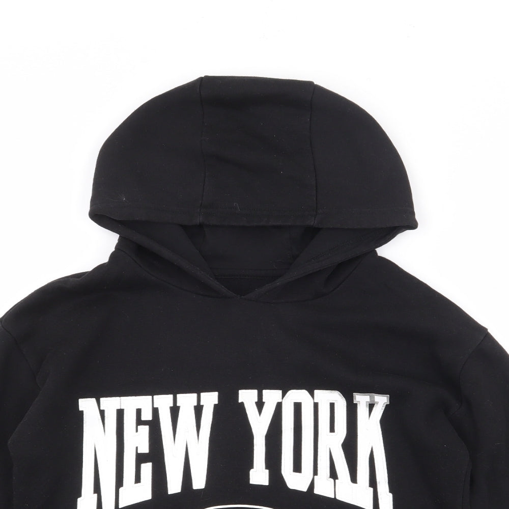 Dunnes Stores Girls Black  Cotton Pullover Hoodie Size 10-11 Years  Pullover