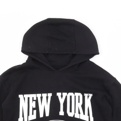 Dunnes Stores Girls Black  Cotton Pullover Hoodie Size 10-11 Years  Pullover