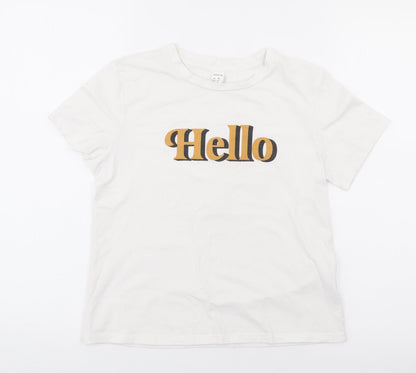 SheIn Girls White  Cotton Pullover T-Shirt Size 12 Years Crew Neck Pullover
