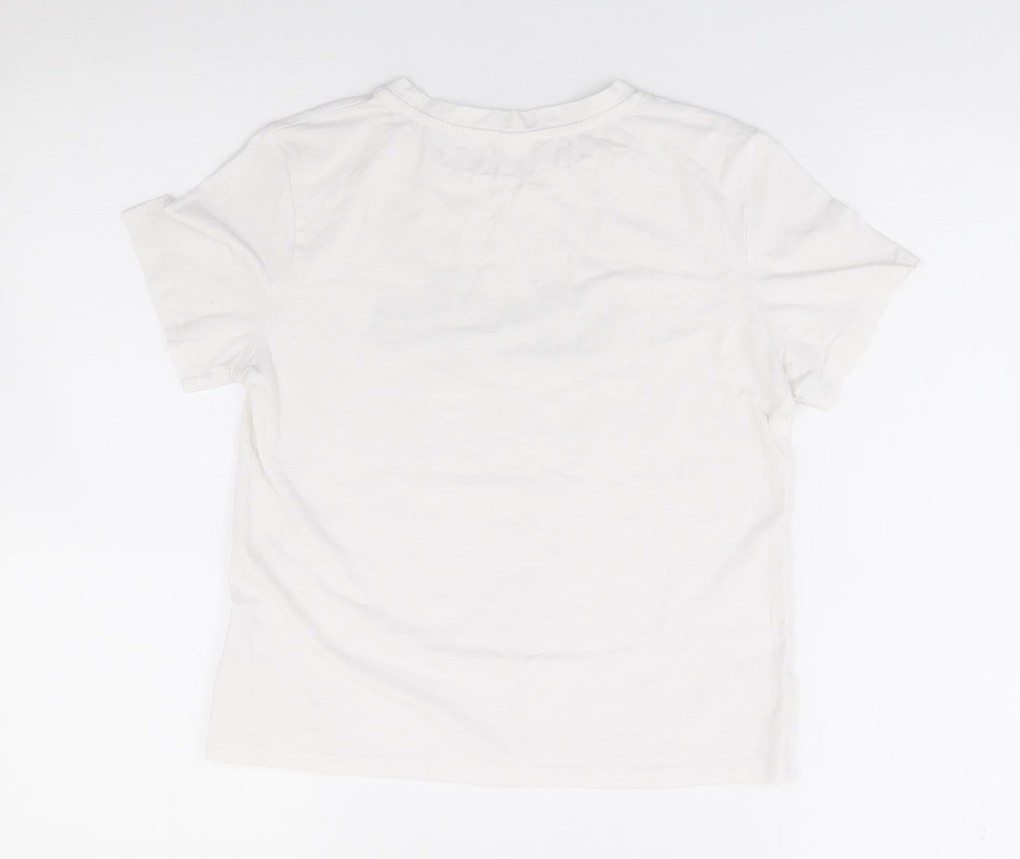 SheIn Girls White  Cotton Pullover T-Shirt Size 12 Years Crew Neck Pullover