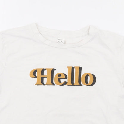SheIn Girls White  Cotton Pullover T-Shirt Size 12 Years Crew Neck Pullover