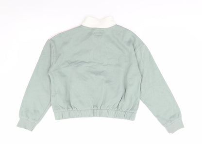 Primark Girls Green Colourblock Cotton Pullover Sweatshirt Size 11-12 Years  Pullover