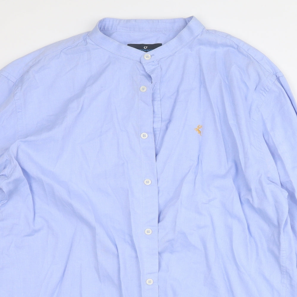 Mens UK Size 2XL ottomoda Blue  Button-Up Long Sleeve Casual Shirt