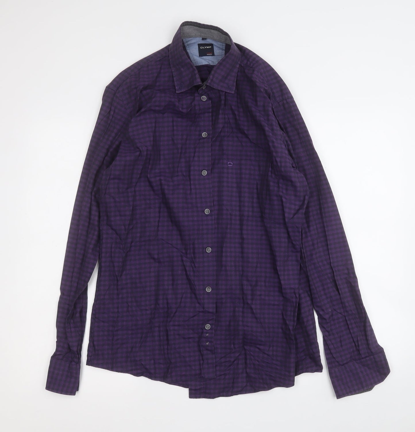 Mens UK Size M Olymp Purple  Button-Up Long Sleeve Casual Shirt
