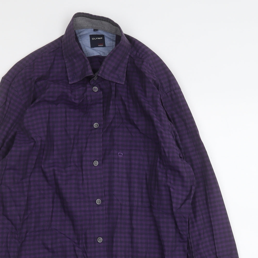 Mens UK Size M Olymp Purple  Button-Up Long Sleeve Casual Shirt