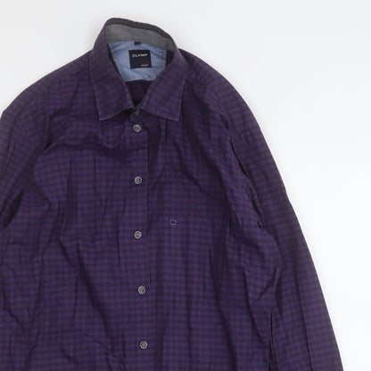 Mens UK Size M Olymp Purple  Button-Up Long Sleeve Casual Shirt