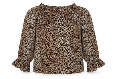 Divided by H&M Womens Brown Animal Print Polyester Basic Polo Size 8 Round Neck