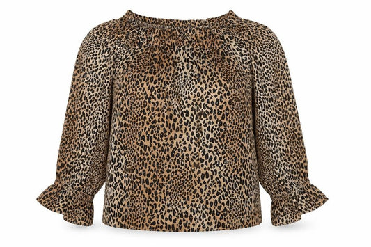Divided by H&M Womens Brown Animal Print Polyester Basic Polo Size 8 Round Neck