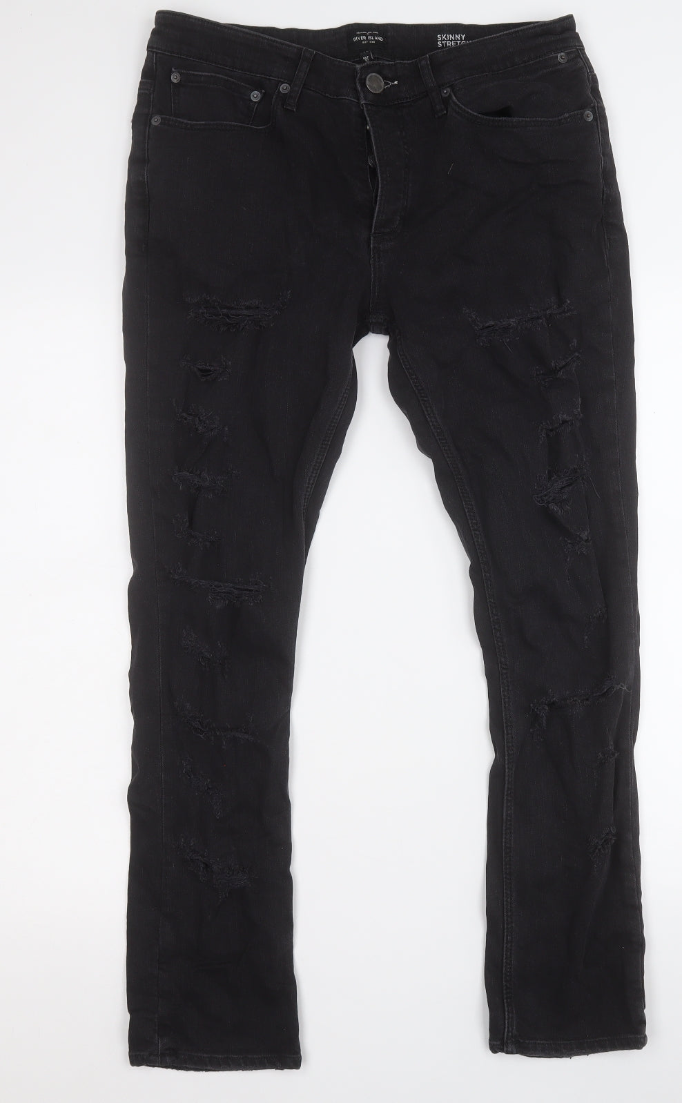 River Island Womens Black  Cotton Skinny Jeans Size 32 L27 in Regular