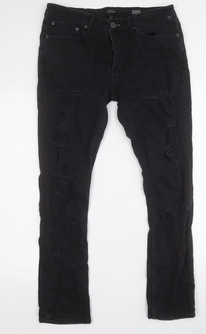 River Island Womens Black  Cotton Skinny Jeans Size 32 L27 in Regular