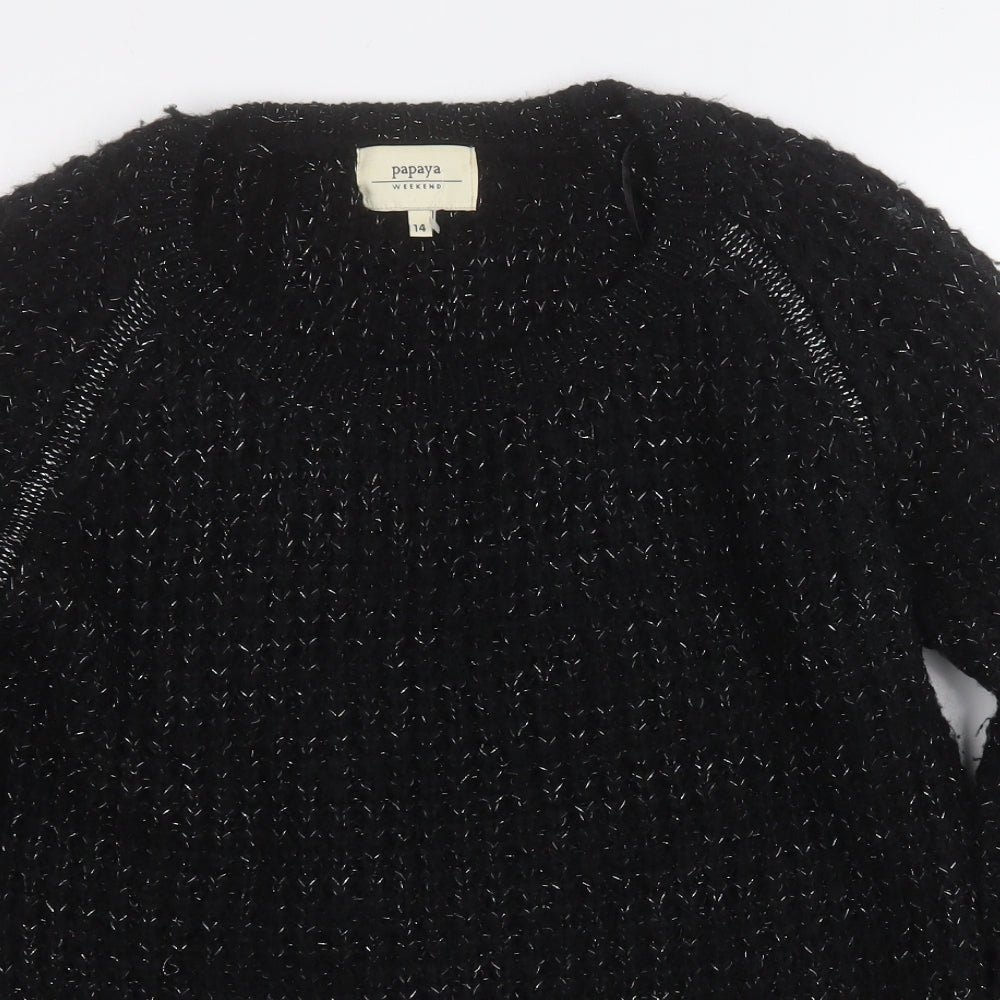 Womens UK Size 14 Papaya Black Pullover Jumper