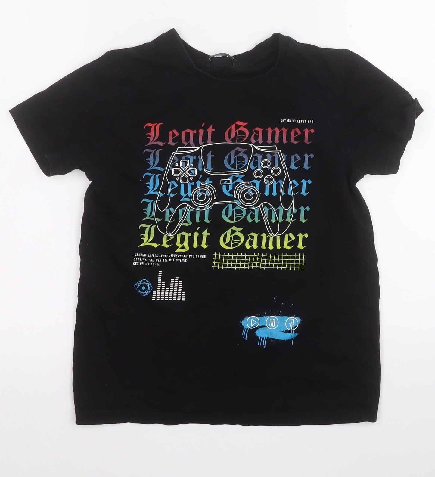 George Boys Black  Cotton Pullover T-Shirt Size 9-10 Years Round Neck  - Legit Gamer